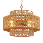 17.8" Boho Rattan Chandelier Light Fixture, 4-Light Golden Hand Woven Pendant Light Fixture Farmhouse Rustic Wicker Chandeliers for Kitchen, Bedroom, Dining Room, Living Room, Hallway, Foyer - color: Gold 17.8"
