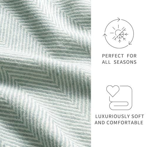 BOURINA Herringbone Throw Blanket,Soft Lightweight Cozy Throw for Bed Couch Decorative Blanket, Aqua 50" x 60" - color: Aqua, size: 50"x60"