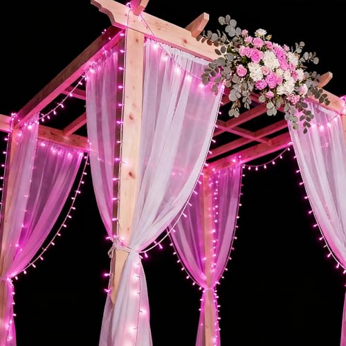 LAMPHOME Pink Christmas Lights Set 100 Count 19.6 Feet Incandescent Bulb Mini String Lights for Indoor Christmas Tree Garland Birthday Wedding Party Festival Decoration, White Wire - color: Pink-White Wire