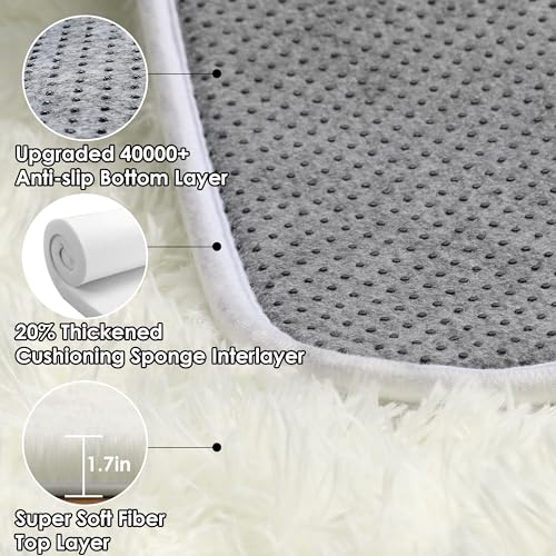 ONASAR Cream White Runner Rugs for Bedroom Living Room, Ivory Fluffy 2x6 Bedside Hallway Area Rug, Ultra Soft Plush Furry Faux Fur Non Slip Floor Carpet for Nursery Kids Dorm Closet Home Decor - color: Cream White, size: 2' x 6' (Runner)