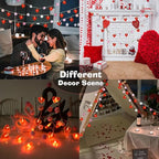 ChiRee Red Heart String Lights 9.85 Ft Valentines Light with 20 LEDs 20 Pink Pom Poms Garland Lights Battery Operated with Timer Valentines Decorations for Wedding Party Valentine Decor - style: Pink-Red Heart