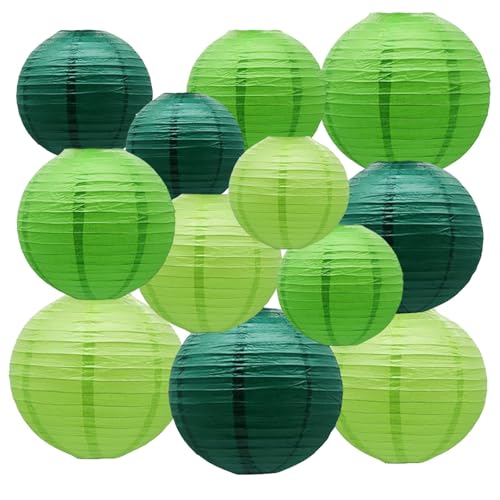 Green Paper Lanterns Decorative,Hanging Chinese Lanterns Indoor Outdoor for Birthday, Wedding, Christmas, Bridal, Home Decor, Ceiling Decorations(Size of 4”, 6”, 8”, 10”,12Pcs) - color: Green, size: 4、6、8、10inch
