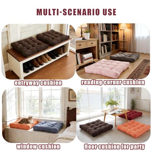 Floor Cushions Set of 2 Large Seat Pillows Square Seating Pad for Adults Tufted Meditation Cushion for Living Room Tatami Bedroom 18.8 x 18.8 Inch Light Grey - color: Light Grey