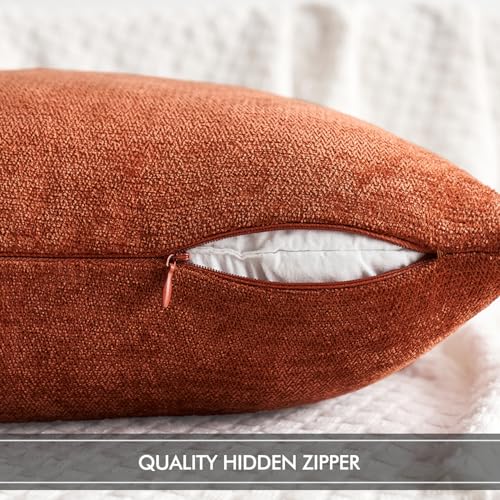 MIULEE Pack of 2 Rust Decorative Pillow Covers 18x18 Inch Soft Chenille Couch Throw Pillows Farmhouse Cushion Covers for Home Decor Sofa Bedroom Living Room - color: Rust, size: 18" x 18" (Pack of 2)
