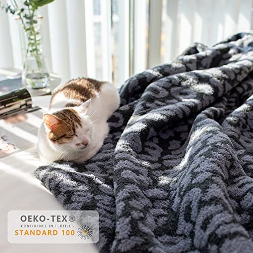 MH MYLUNE HOME Ultra Soft Leopard Throw Blanket (50x60 inches) Microfiber Blanket Plush Warm Reversible Cheetah Blanket Leopard Pattern Throw for Couch Bed Sofa - Dark Blue and Charcoal Gray, 50"x60" - color: Leopard Charcoal Blue, size: 50"x60" - 550 GSM