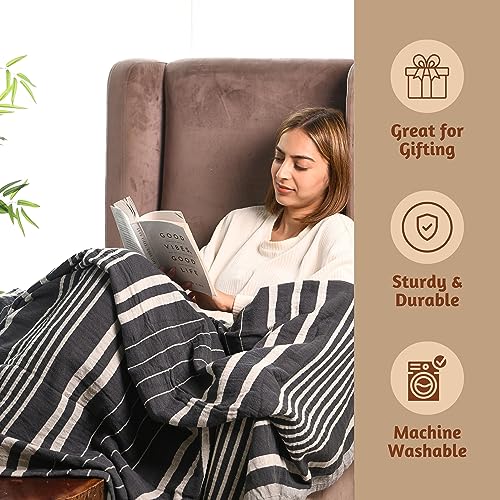 Folkulture Throw Blanket for Couch 50" x 60" |Cotton, Lightweight & Breathable Summer Blanket for Chair, Couch, Bed |Grey Comfort Throw Blankets for Living Room, Summer Must Haves, Graduation Gifts - color: Steel Gray