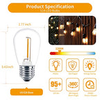 Meconard 24 Pack LED S14 Replacement Light Bulbs, Shatterproof Outdoor 1 Watt to Replace 11Watts String Incandescent Bulb, E26 Regular Medium Screw Base, 2200K Warm White, Non-Dimmable - color: Warm White, size: 24 Count (Pack of 1)
