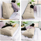 WOWMAX Triangular Headboard Pillow Bed Wedge Pillow for Headboard Full Size Wedge Pillow Headboard for Daybed Bunk Bed Large Bolster Pillow for Bed with Removable Cover, 80% Cotton & 20% Linen Blend
