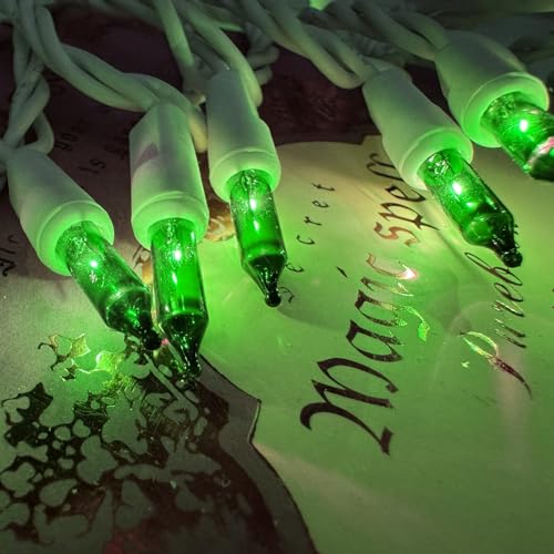 HISHINY Green Christmas Lights 100 Count St. Patrick's Day Decorations String Lights with White Wire for Outdoor Indoor Christmas,Wedding Decorations Halloween Decor,UL Certified (21feet) - color: Green