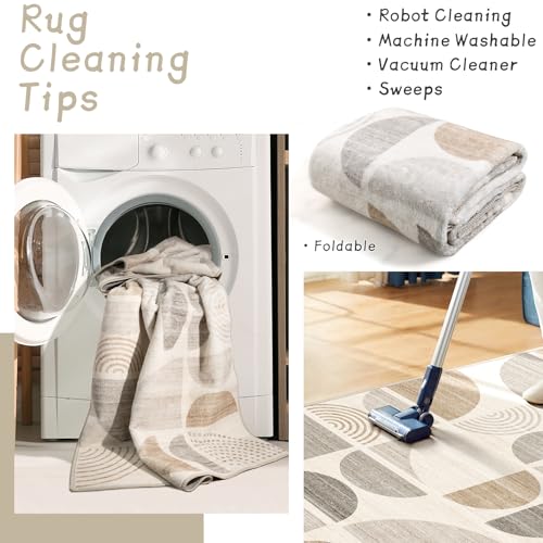 MUJOO Boho Small Rug Washable,2x3 Area Rugs for Entryway Bathroom Entry Entrance Kitchen,Front Door Mat Soft Throw Carpet Non Slip Indoor Modern Abstract Bohemian Neutral Beige - color: Beige and Cream, size: 2' x 3' (Rectangular)