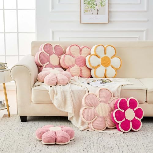 Kcvvcr Flower Pillow, Soft Flower Decorative Throw Pillow, Cute Daisy Flower Shaped Seating Floor Cushion Room Décor Plush Pillows for Sofa Couch Bed (17.7 Inch, Light Pink) - color: Six Petals-light Pink, size: 17.7 Inch