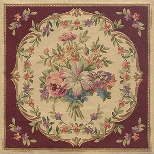 Charlotte Home Furnishings Decorative Pillow Cover 18x18 in, Bouqet Floral Red Couch Throw Pillows for Bed and Sofa, Square Tapestry Cushion Cases for Living Room, European Cotton Jacquard Woven - color: Floral Red