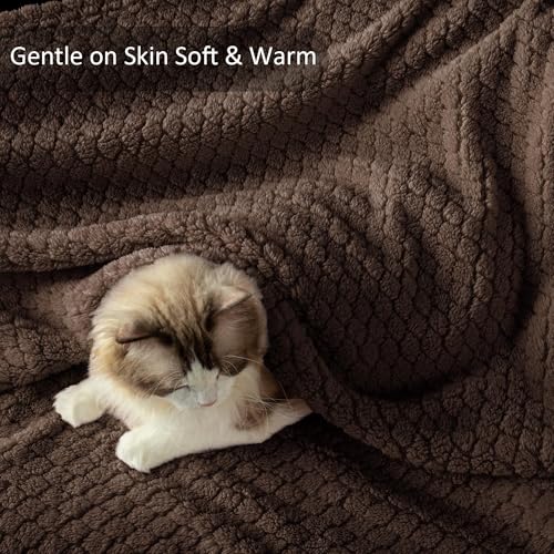 Exclusivo Mezcla King Size Fleece Blanket for Bed, Extra Soft Warm Decorative Fuzzy Blanket for Women, Lightweight Cozy Bedding Blankets, 90x104 Inches, Coffee - color: Coffee, size: King ( 90x104 IN )