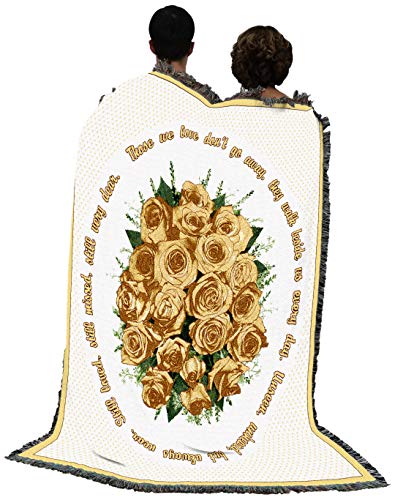 Pure Country Weavers Bundle of Yellow Roses Blanket - Those We Love Don't Go Away - Sympathy Bereavement Gift Tapestry Throw Woven from Cotton - Made in the USA (72x54) - color: Yellow Roses, size: 72" x 54"