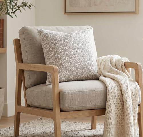 SanVia Cotton Throw Pillow Covers 20x20 – Handwoven Jacquard Texture, Fade-Resistant, No Pilling – Hidden Zipper, Decorative Cushion Cover for Sofa, Couch, Bed – Insert Not Included (Floral, Grey) - color: Dove Gray, size: 20" x 20"
