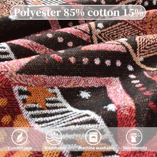 Boho Throw Blanket Reversible Cotton Bohemian Tapestry Hippie Room Decor Outdoor Blanket Double Sided (Boho Patten 6 50"x60") - color: Boho Patten 6, size: 50*60 inch