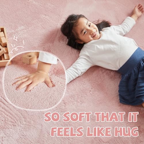 jinchan Solid Plush Runner Rug 2x6 Performance Shaggy Washable Hallway Rug Soft Modern Faux Wool Cozy Non Slip Carpet for Bedroom Laundry Room Living Room Kids Nursery Pink - color: Solid Pink, size: 2' x 6' (Runner)