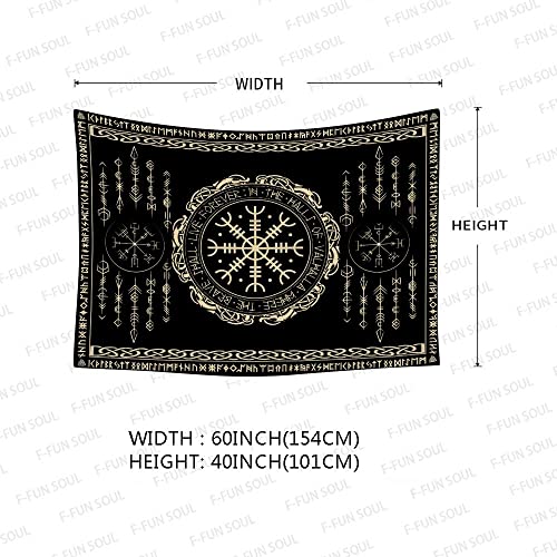 F-FUN SOUL Nordic Vikings Tapestry, Large 60x40inches Soft Flannel, Vegvsir Symbol Amulet Celtic Rune Scandinavian Aesthetic Mythology Tapestry Wall Hanging for Bedroom Living Room Decor GTZYFS1740 - color: Vegvsir, size: 60"L x 40"W
