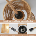 3 Lights Plug in Pendant Light with Cord On/Off Switch Rattan Hanging Lamp with 22ft Hand Woven Wicker Plug in Chandelier Boho Hanging Lights Fixture for Bedroom Kitchen Hallway Foyer - size: Plug 3 Lights