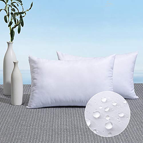 MIULEE Pack of 2 12x20 Outdoor Pillow Inserts, Outdoor Throw Pillows Water-Resistant Decorative Premium Lumbar Pillow Stuffer Sham for Porch Swing Couch Sofa Cushion Patio Furniture - size: 12x20 Inch