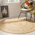 SAFAVIEH Area Rug 5' Round - Natural Fiber Collection - Natural Brown, Handmade Jute, Boho Farmhouse Braided Design (NF364A) - color: Natural, size: 5' (Round)