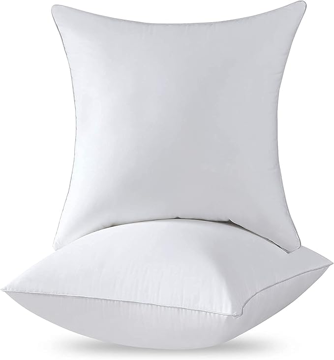 Qeils 18 x 18 Pillow Inserts Set of 2 White Throw Pillow Inserts with Soft Polyester Cover - Rectangle Square Interior Sofa Pillow Inserts Decorative Pillow Insert White Couch Pillow