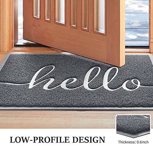 Door Mat (30"x17.5",Grey), Welcome Mat Low Profile Front Doormat Non Slip Rugs for Entryway, Patio, High Traffic Areas - color: Grey, size: 1'6" x 2'6" (Rectangular)