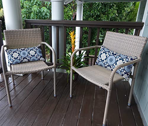 Indoor/Outdoor Polyester Fabric Lumbar Pillow Cover, All-Weather Waterproof Rectangular Cushion Case for Patio Furniture, 12 x 18 Set of 2 - Mandala-20 - color: Light Blue, size: 18" x 12" (Pack of 2)