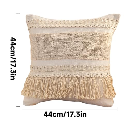 Handwoven Tufted Throw Pillow Cover with Tassels Boho Decorative Cushion Case for Couch Sofa Living Room Bedroom Home Decor - color: 1-003 Hand Woven Tufted Pillowcase