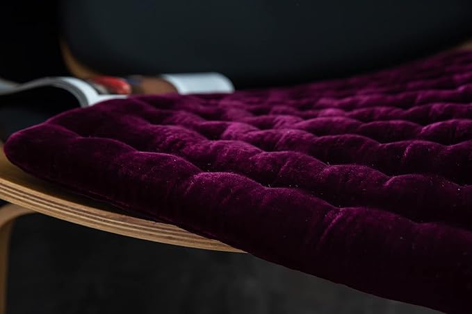 vctops Luxury Velvet Square Chair Pad Thin Soft and Comfy Chair Cushion Tufted Indoor Seat Cushion Pillow Tatami (Purple,17"x17")