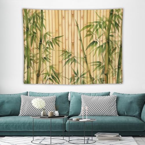 HZOHNAGO Bamboo Tapestry Chinese Style Green Leaves Printed Wall Tapestry Painting Wall Hanging for Bedroom Living Room Dorm 80" W x 60" H - color: Bamboo-6, size: 80"L x 60"W