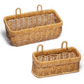 Wall Baskets Set of 2, Hanging Wicker Basket for Bathroom, Kitchen, Pantry, Living Room, 13.78"L× 5.71"W× 6.10"H and 10.83"L × 4.84" W× 4.92"L, Yellow - color: Yellow, size: S+M