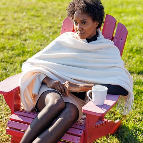 Fishers Finery 100% Pure Cashmere Fringe Throw, 445 GSM Weight, with Gift Box (Cabernet) - color: Cabernet Red