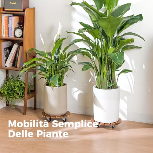 Bamworld14 Inch Wood Plant Caddy with Wheels – Heavy-Duty Plant Dolly with 240 Lbs Capacity, 360° Lockable Wheels for Large Plant Pots, Heavy Objects, Ideal for Indoor and Outdoor Use 2-Pack - size: 14inch- 2pack