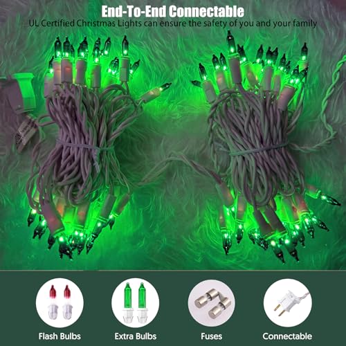 HISHINY Green Christmas Lights 100 Count St. Patrick's Day Decorations String Lights with White Wire for Outdoor Indoor Christmas,Wedding Decorations Halloween Decor,UL Certified (21feet) - color: Green