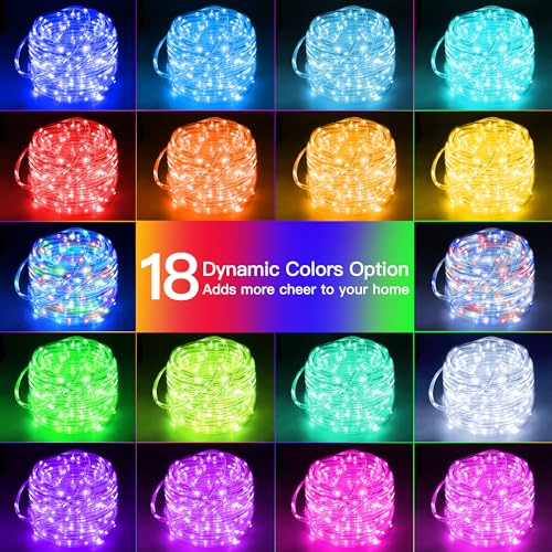 Ollny USB Rope Lights Indoor Color Changing, 33FT 100 LED String Lights with Remote, 18 Colors Christmas Light for Indoor Bedroom Party Wedding Holiday Decorations - color: RGB (Red, Green, Blue), size: 1 Pack-33 FT (USB)