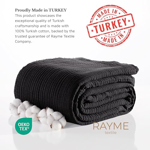 Muslin Blanket - Pure 100% Turkish Cotton Airy Soft Light Versatile Gauze Throw Blanket for Bed, Couch, Sofa (Black, Throw Size (50" x 66" inch)) - color: Black, size: Throw Size ( 50" x 66" inch )