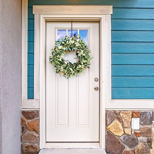 Pinkpum 20'' Eucalyptus Wreath for Front Door, Porch, Window - Green Decor for Home, Farmhouse - Spring, Summer, Fall, All Seasons - color: White, size: 20''