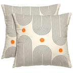 Boho Mid Century Throw Pillow Covers 18x18 Inches Modern Geometric Abstract Art Pillow Case Set of 2 Soft Velvet Couch Pillows Cushion Cover for Bed Sofa Living Room (Black, 18" x 18") - color: Black