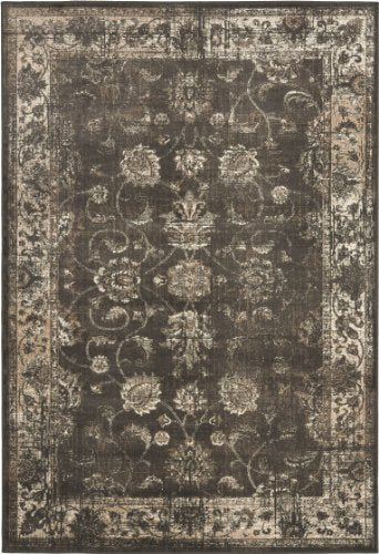 SAFAVIEH Vintage Collection Area Rug - 5'3" x 7'6", Soft Anthracite, Oriental Distressed Viscose Design, Ideal for High Traffic Areas in Living Room, Bedroom (VTG117-330)