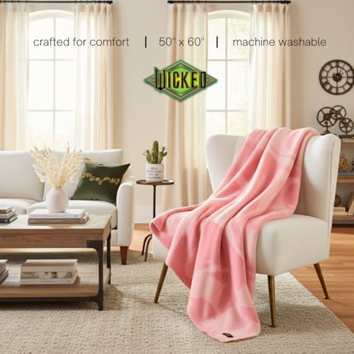 Wicked Glinda Paul Tazewell Pink Bedding Soft Cozy Feather Knit Intarsia Throw Blanket, 50 in x 60 in, (Officially Licensed Product) By Franco Collectibles - color: Wicked - Glinda Swirl, size: 50 in x 60 in