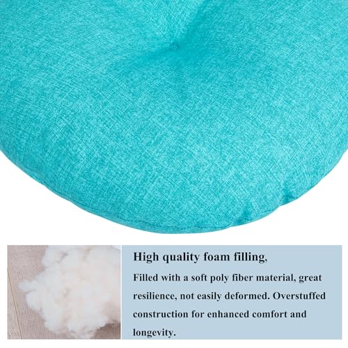 FUNHOME 15"x15"x4" Bistro Chair Cushion Set of 2, Water Repellent Round Outdoor Chair Cushions with Ties, Patio Tufted Chair Pads for Home Garden (Aqua Blue) - color: Aqua Blue