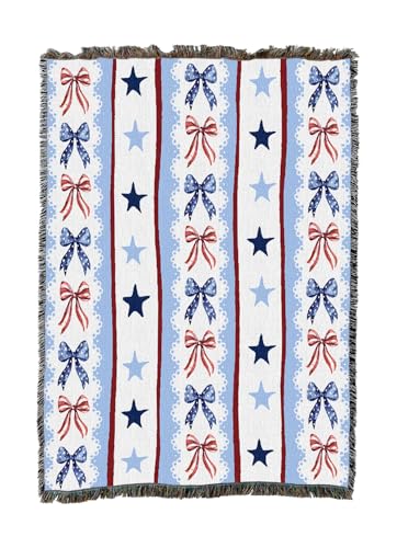 Pure Country Weavers Red White and Lace - Americana Gift Tapestry Throw Blanket Woven from Cotton - Made in The USA (50X60) - color: Red White and Lace, size: 50x60