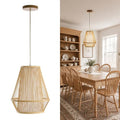 12 Inch Pendant Light, Hanging Ceiling Lamp with Handwoven Bamboo Basket Shade, Adjustable Pendant Fixture for Kitchen Island, Dining Room, Bedroom - color: NATURE