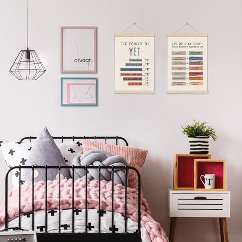 DOI-LANEE Growth Mindset Positive Affirmations Wall Decor,Set of 2, Mental Health Posters Inspirational Hanger Frame for Therapy Office Nursery Playroom Bedroom Classroom School Counselor - color: Off-White06