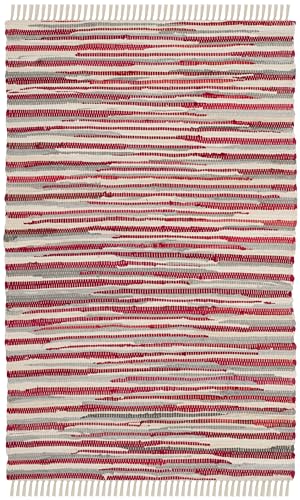 SAFAVIEH Rag Rug Collection Accent Rug - 2' x 3', Red & Multi, Handmade Boho Stripe Cotton, Ideal for High Traffic Areas in Entryway, Living Room, Bedroom (RAR129R) - color: Red/Multi, size: 2' x 3' (Rectangular)