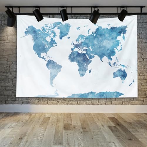 CAPSCEOLL Tapestry World Map Tapestry Kids Treasure World Map Tapestries Blue Tapestries Wall Hanging 60X50 Inches - color: Blue White, size: 60"L x 50"W