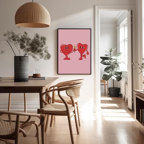 Poster Master Heart Couple Poster - Retro Love Print - Preppy Design - Trendy Art - Valentine's Day Couple Artwork - Groovy Hearts Design - Romantic Dorm or Bedroom Decor - 8x10 UNFRAMED - color: Style-08, size: 8"L x 10"W