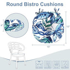LVTXIII Outdoor Bistro Chair Cushions, 15"x15"x4" Round Patio Chair Cushions, All Weather Tufted Seat Cushions for Patio Furniture Use, Set of 2, Leaves Ink Blue - color: Leaves Ink Blue