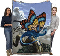 Pure Country Weavers Drakerfly Butterfly Dragon Blanket by Ciruelo - Gift Fantasy Tapestry Throw Woven from Cotton - Made in the USA (72x54) - color: Drakerfly